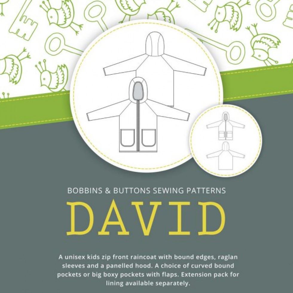 Bobbins and Buttons Paper Sewing Pattern David Raincoat
 