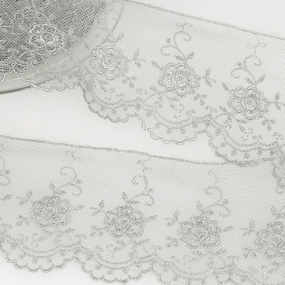 Stephanoise Valenciennes Lace Trim Light Grey