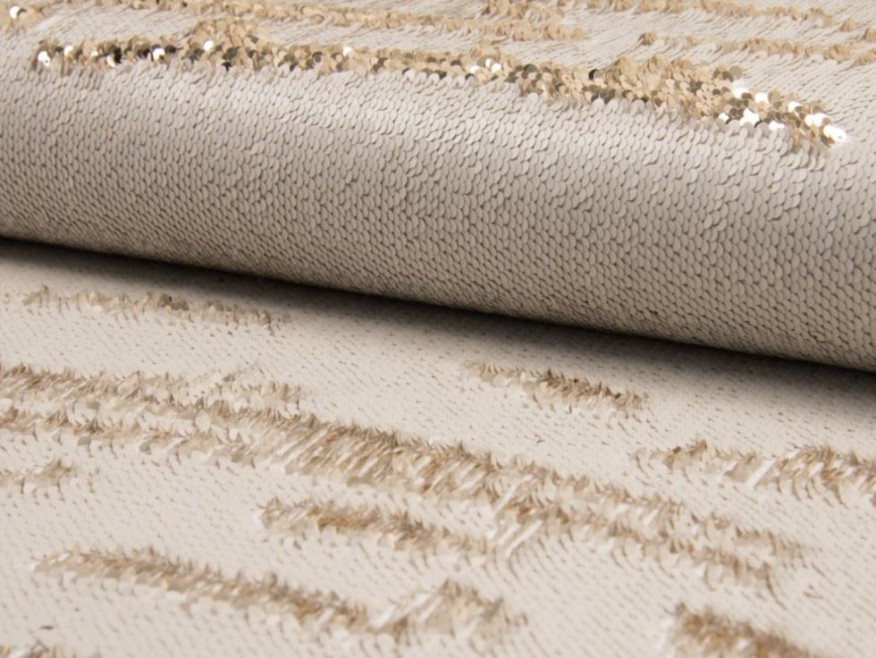 Deadstock Reversible Flip Sequin Mesh Fabric Gold & Cream
 