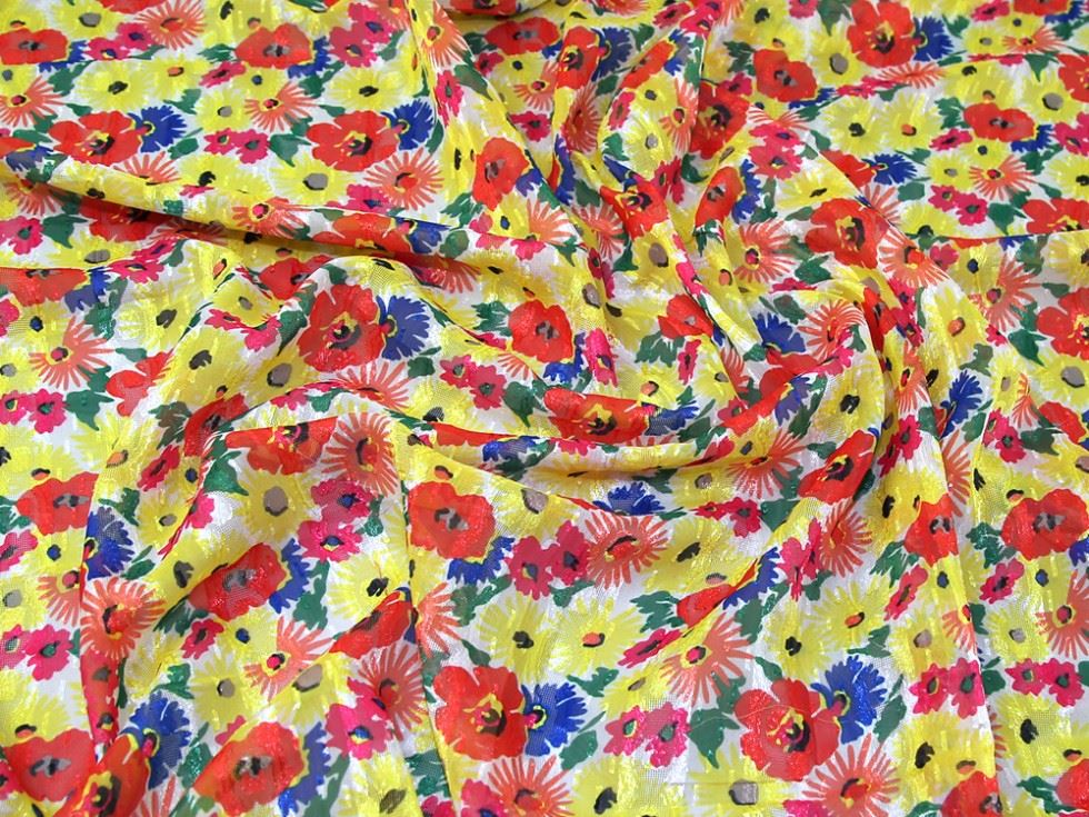 Red Deadstock Chiffon Dobby Fabric