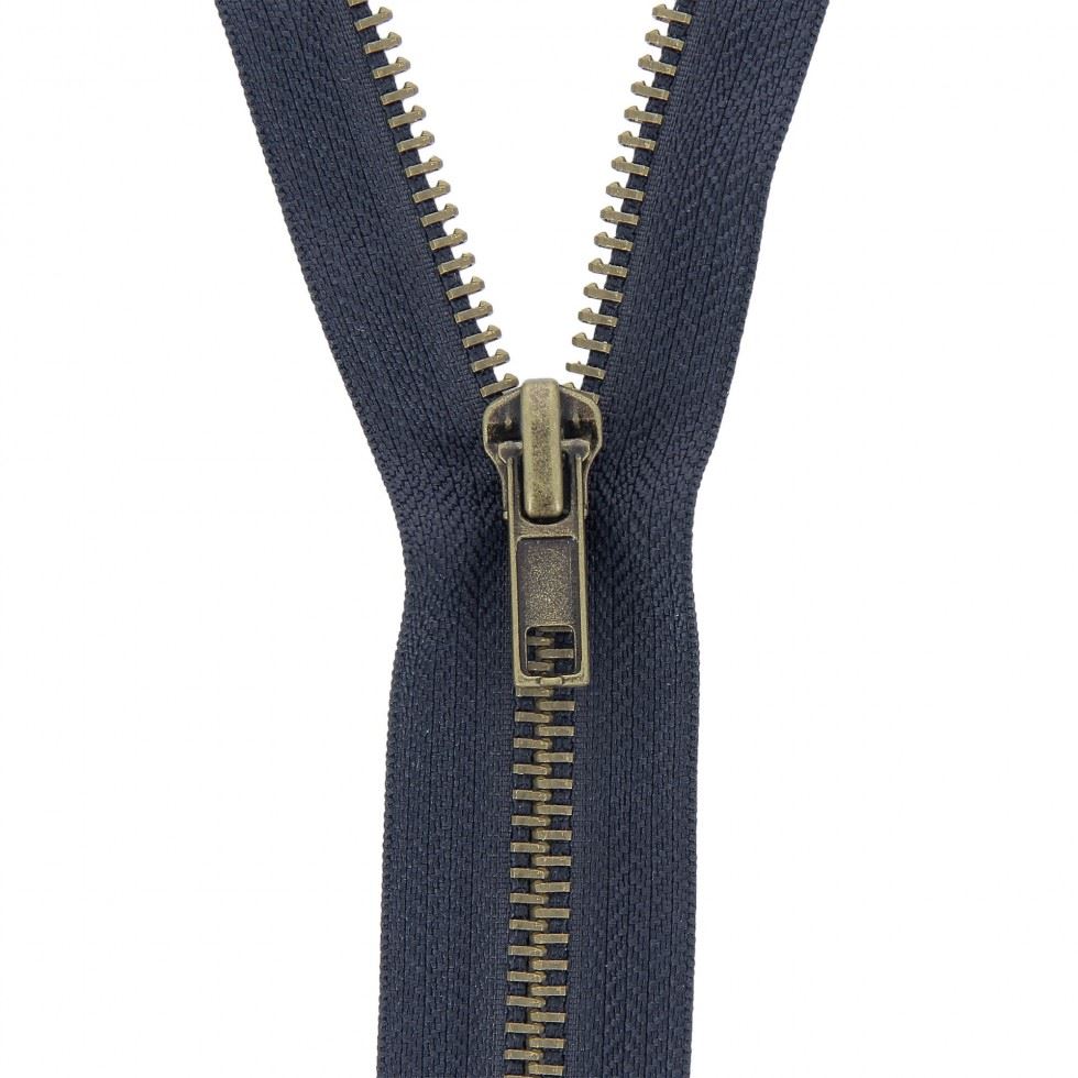 Milward Brass Metal Jacket Open End Zips Dark Navy
 