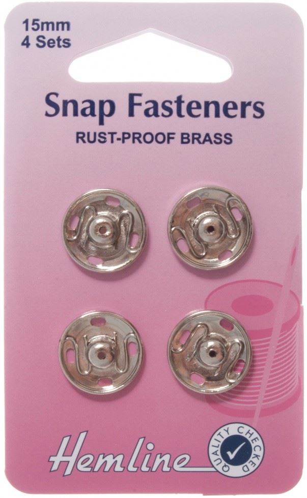 Minerva Sew On Metal Snap Fasteners Silver Metal/Silver Hemline H420.15