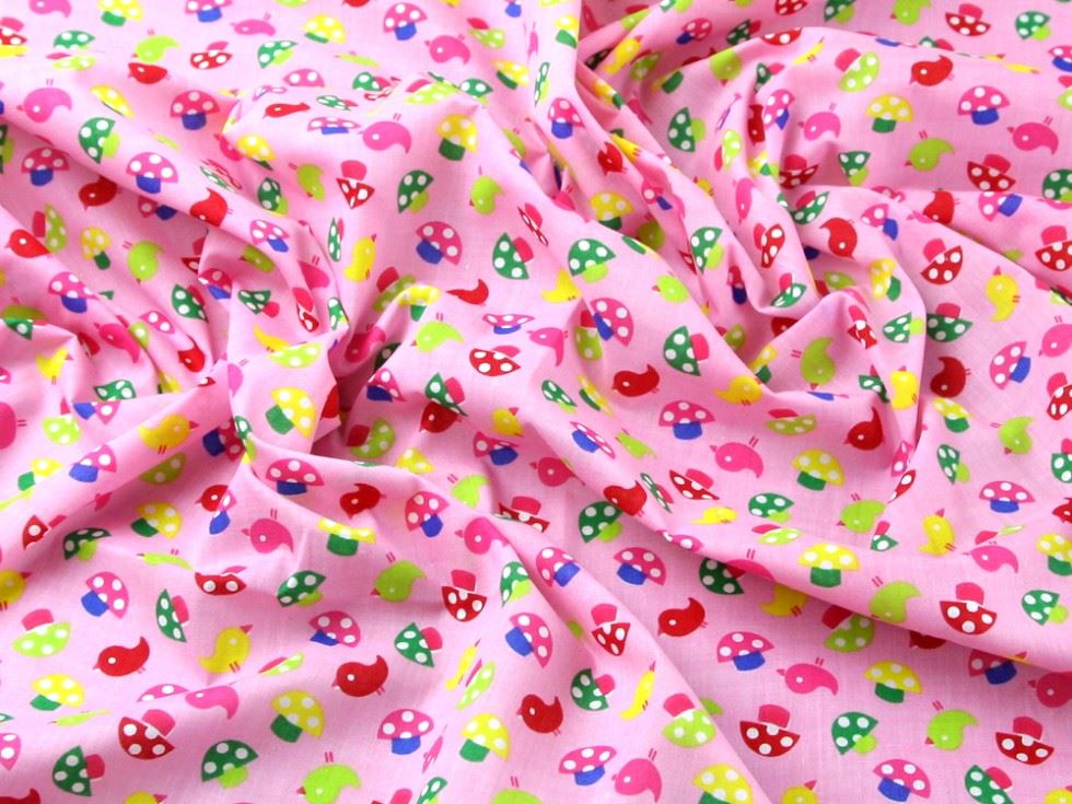 Pink Printed Polycotton Fabric