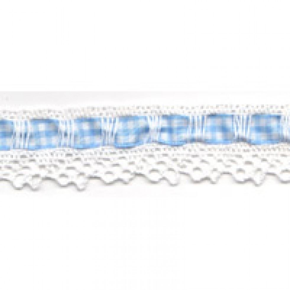 Essential Trimmings Light Blue Gingham Lace Trim