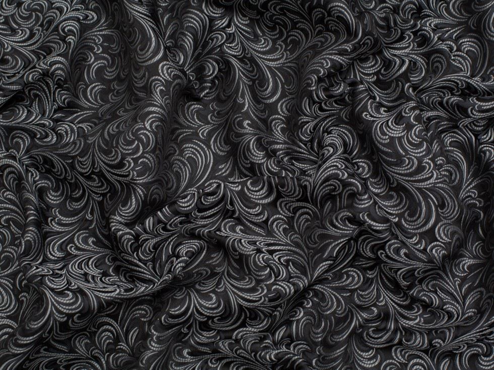 Minerva Core Range Assis Woven Jacquard Fabric Black & Silver
 