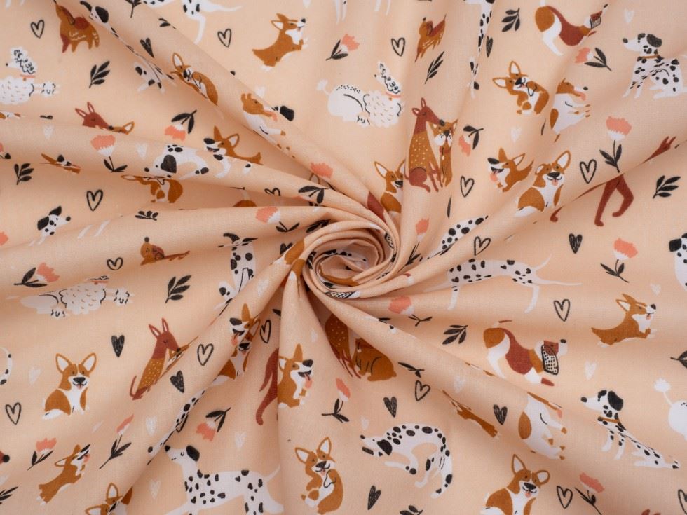Peach Printed Polycotton Fabric