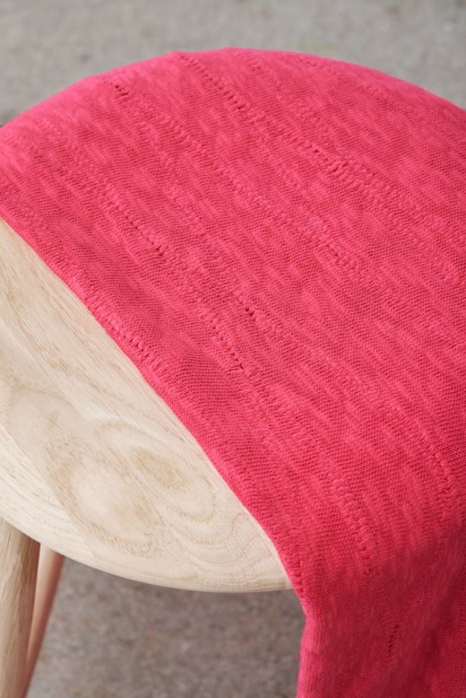 Mind The Maker Crimson Slub Jacquard Sweater Knit Stretch Fabric