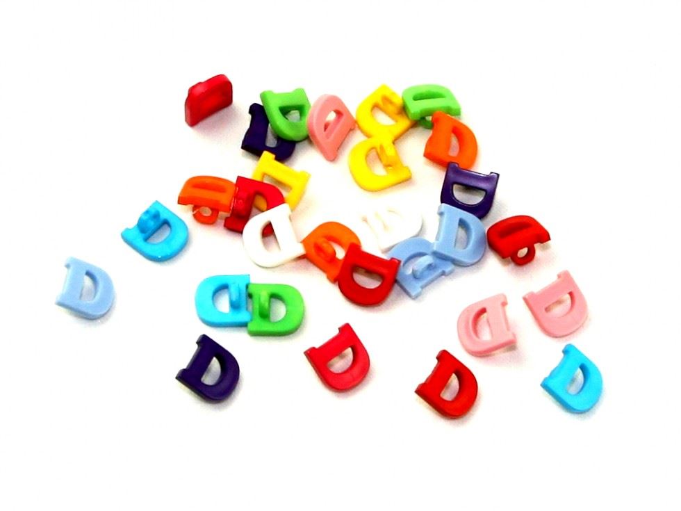 Dill Assorted Colours Letter D Alphabet Number Buttons (Value Pack)