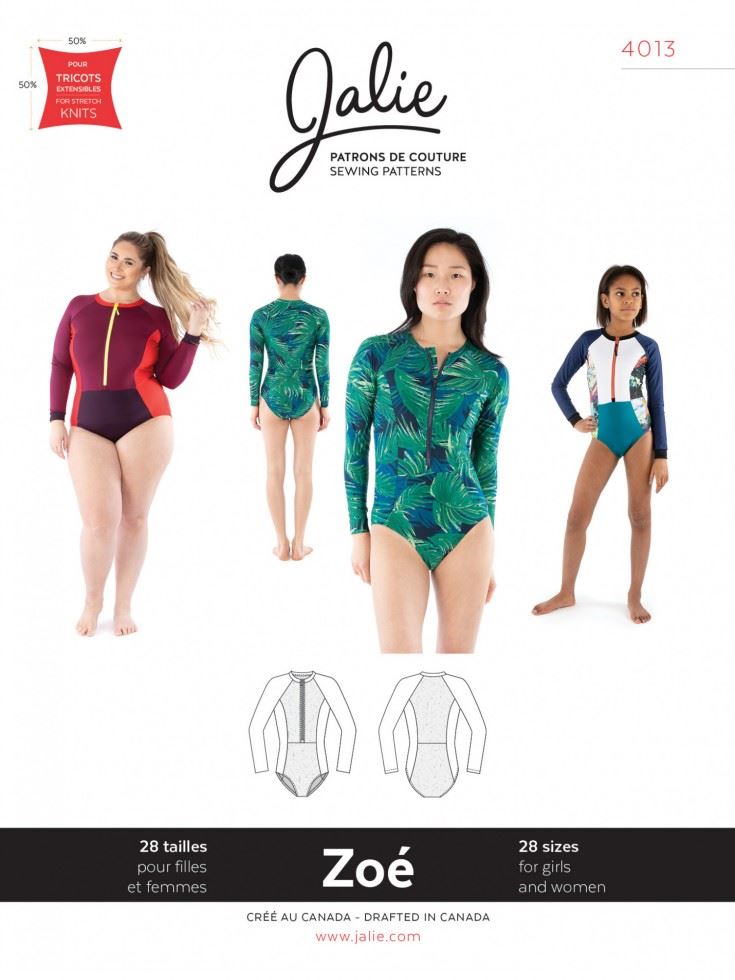 Jalie Sewing Pattern 4013 Zoe Rashguard Swimsuit