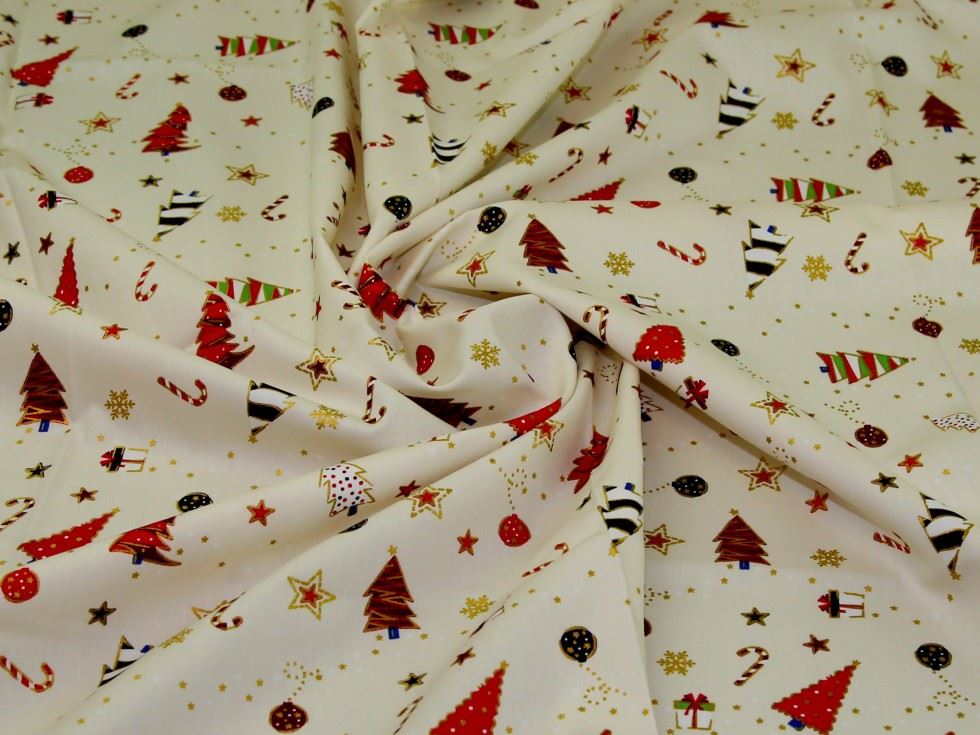 Metallic 100% Cotton Poplin Fabric Cream
 