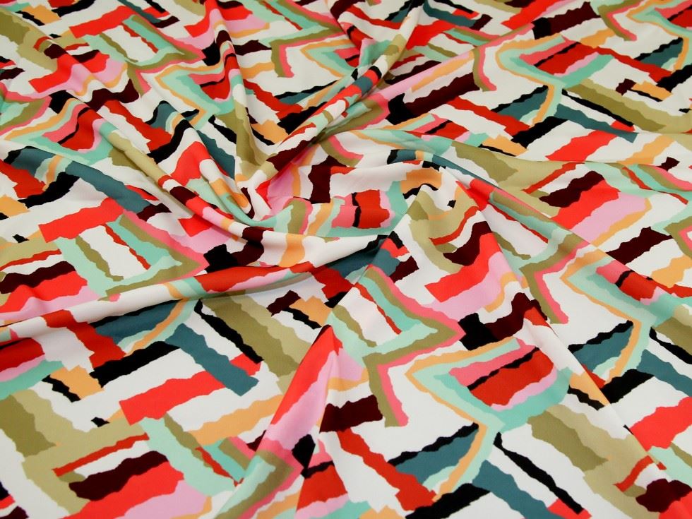 John Kaldor Coral Multi Hermione Crepe Fabric