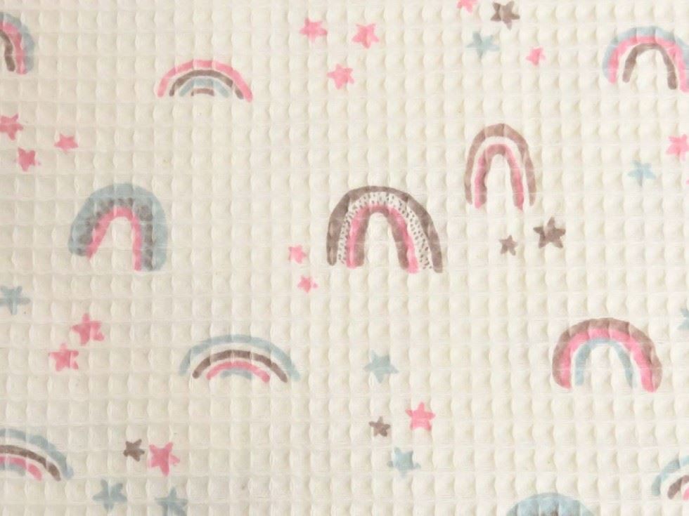 Textured Cotton Waffle Fabric Ivory