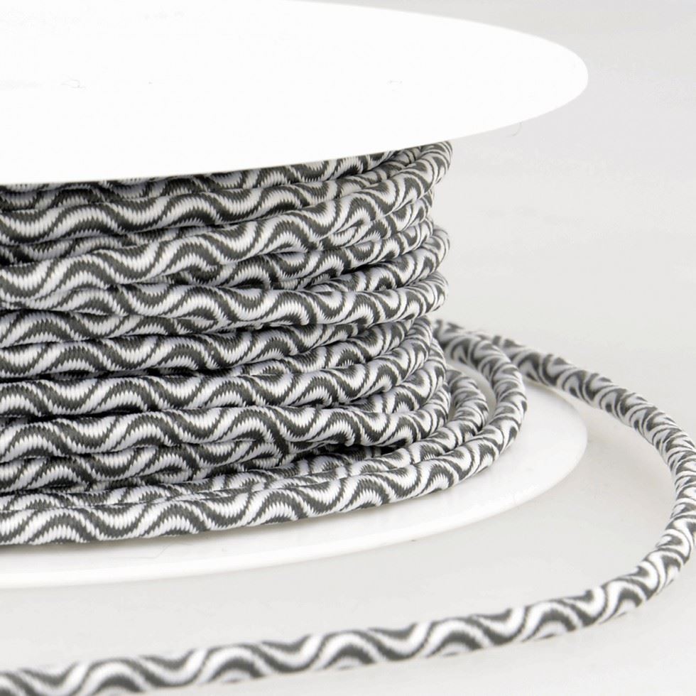 Stephanoise Wave Patterened Round Elastic White & Grey