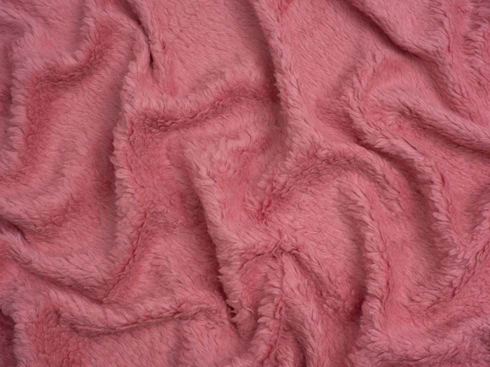 Minerva Core Range Cotton Sherpa Fleece Fur Fabric Dusky Pink
 