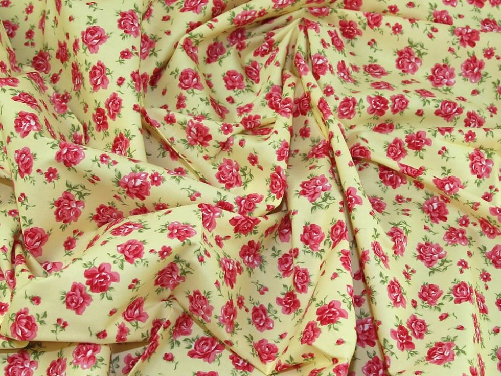 Rose and Hubble 100% Cotton Poplin Fabric Lemon Yellow
 