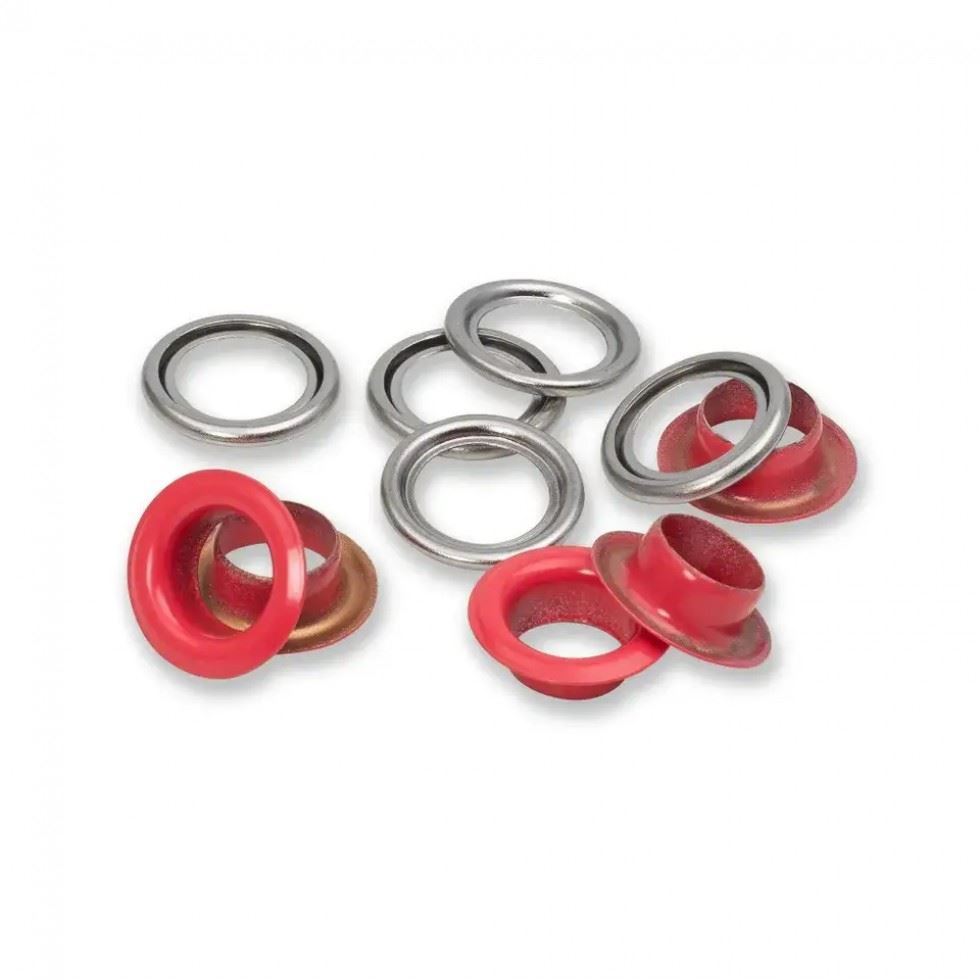 Prym Metal Eyelets with Washers Red