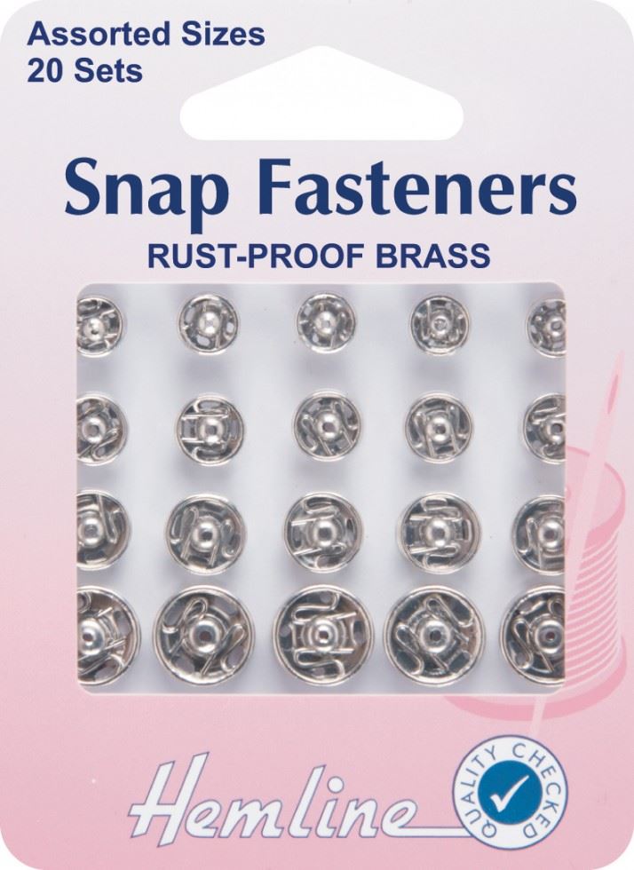 Hemline Silver Sew On Metal Snap Fasteners