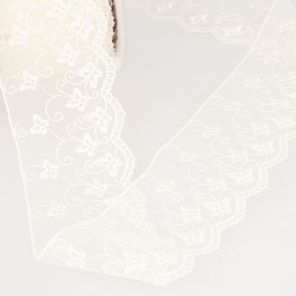 Stephanoise Ivory Embroidery Tulle Lace Trim
