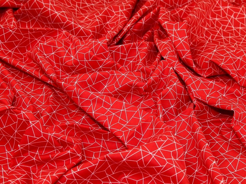 Red Deadstock 100% Cotton Poplin Fabric