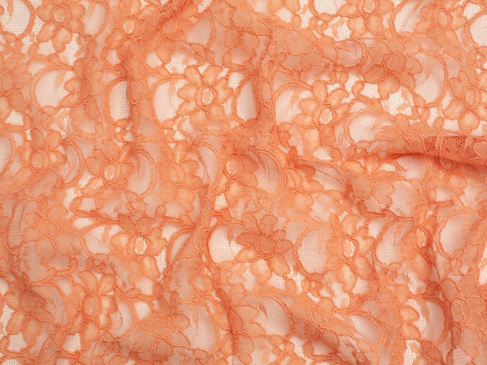 Chantilly Corded Lace Fabric Orange
 