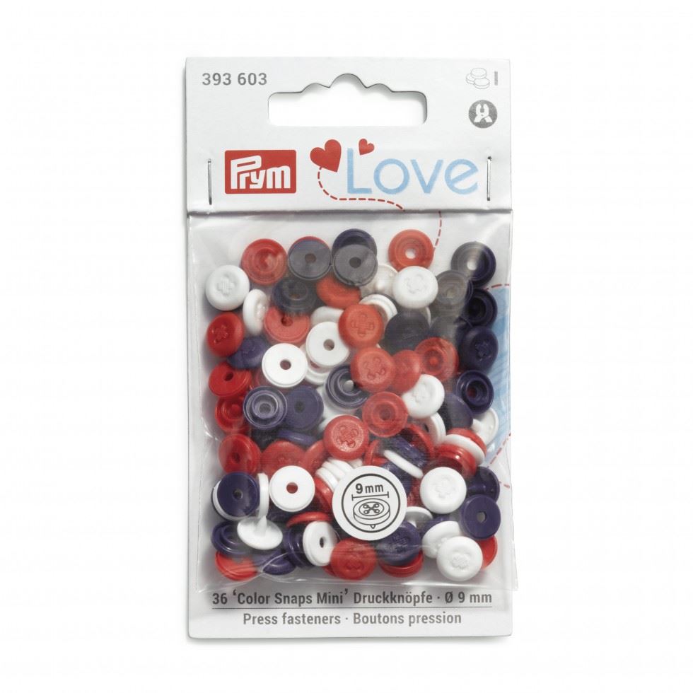 Prym Love Round Snaps Press Fasteners Red White Navy
 