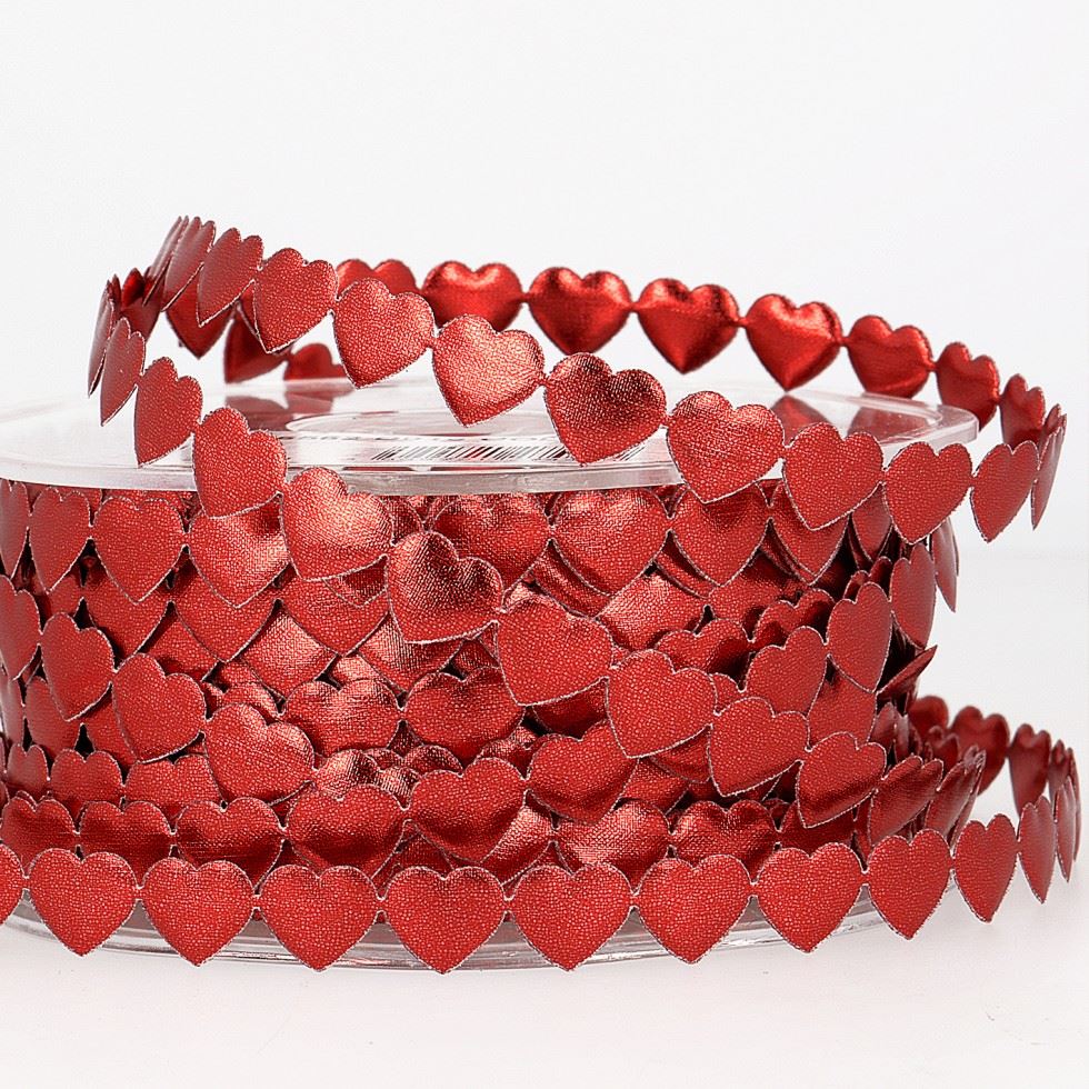 Stephanoise Heart Garland Trim Red