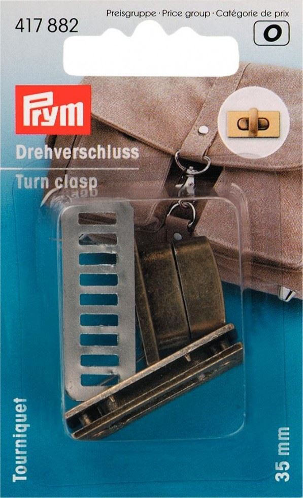 Prym Antique Brass Brushed Turn Bag Clasp Closure