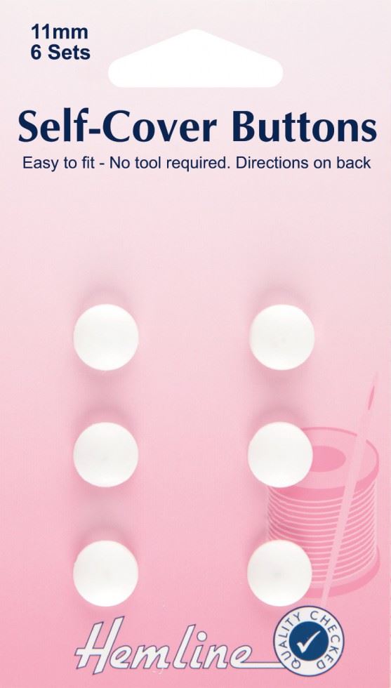 Hemline White Plastic Self Cover Buttons