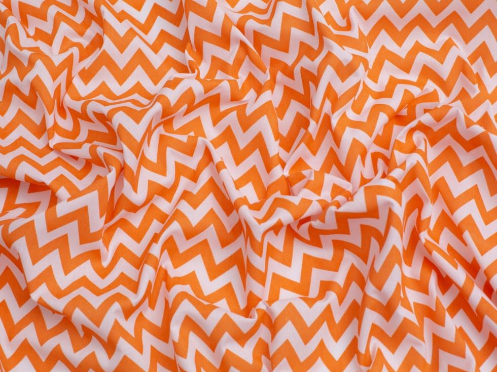 Minerva Core Range Orange Printed Polycotton Fabric