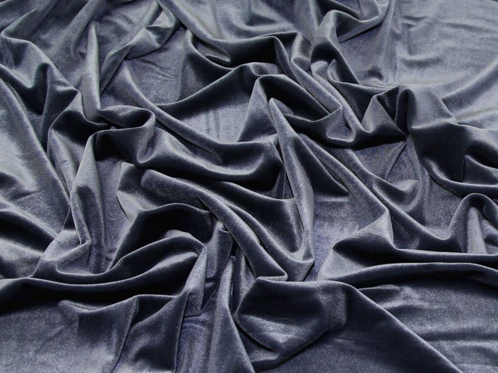 Dark Grey Deadstock Velvet Stretch Knit Fabric