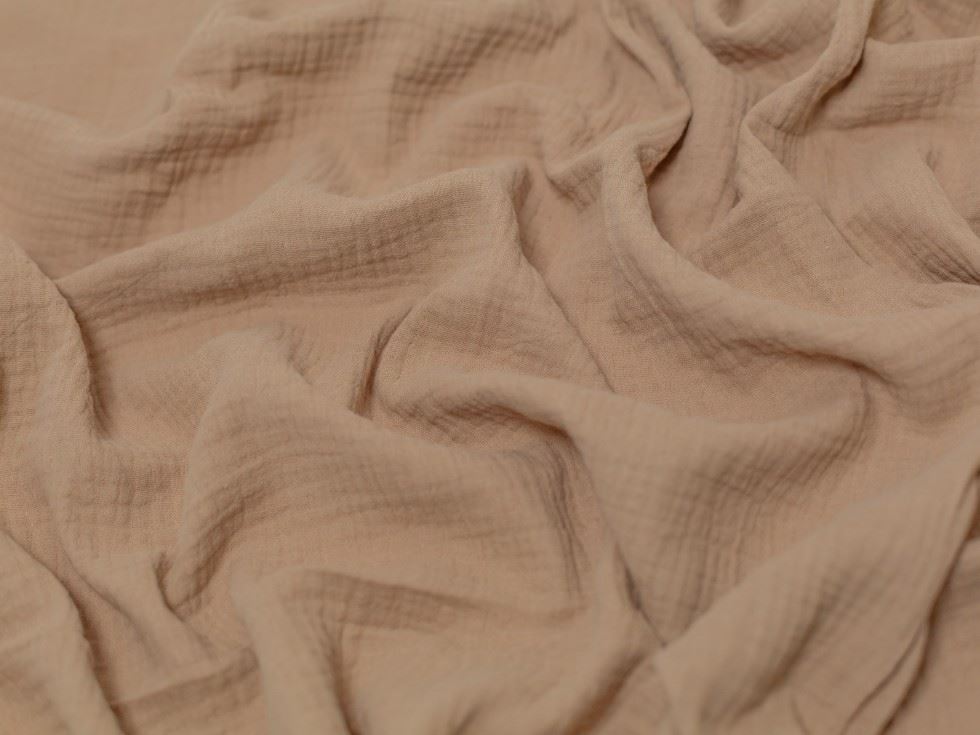Minerva Core Range Beige Cotton Double Gauze Fabric