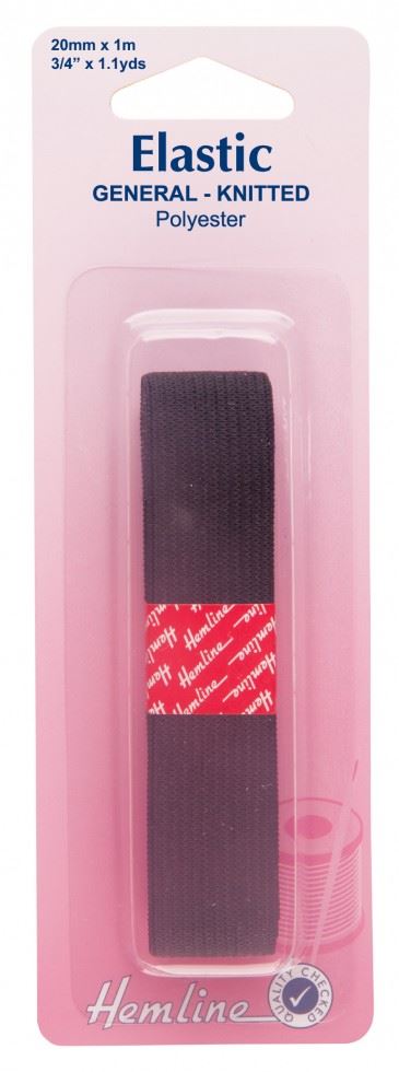 Minerva General Purpose Elastic Black Polyester Hemline H621.20