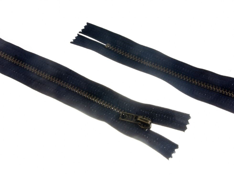 Opti Antique Metal Closed End Jean Zips Navy Blue
 