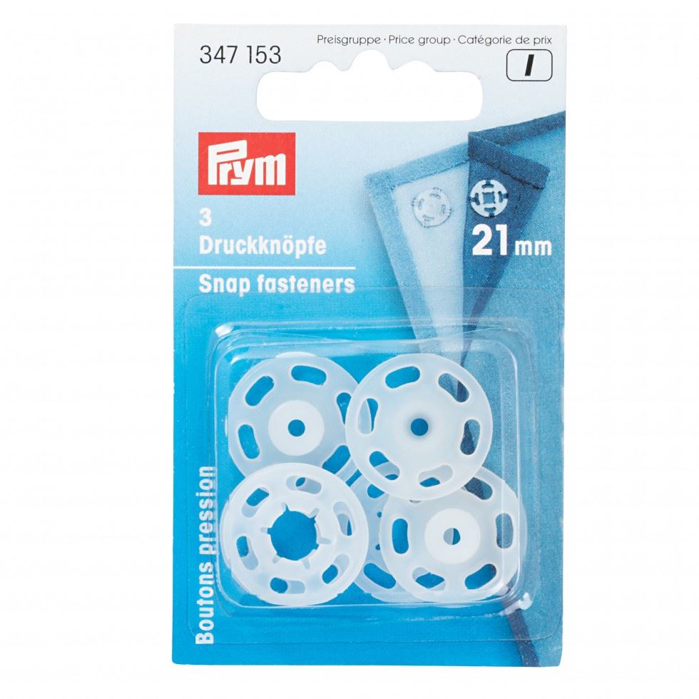 Prym Transparent Sew On Plastic Snap Fasteners