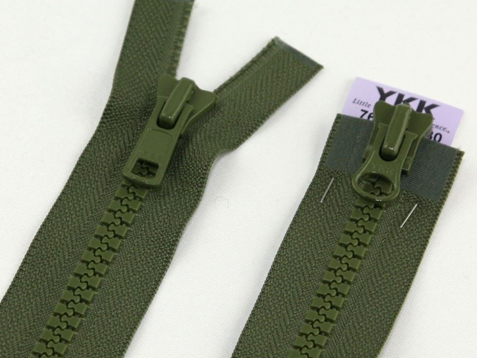 Ykk Khaki Green Vislon Two Way Chunky Open End Zips