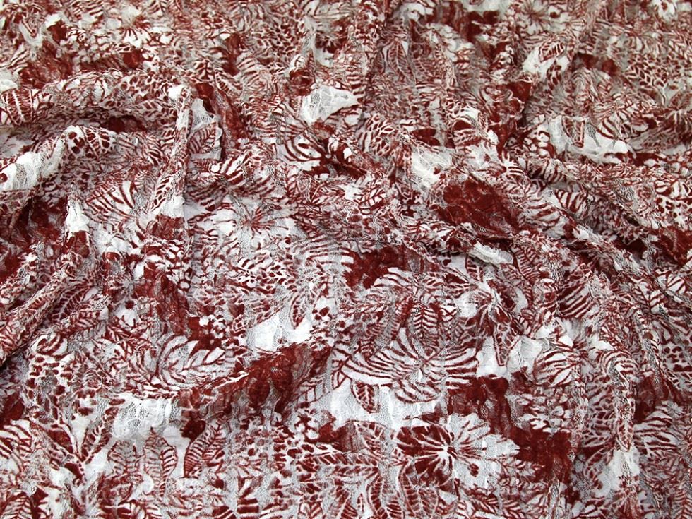 Deadstock Stretch Lace Fabric Rust