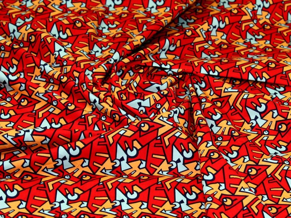 Red Deadstock 100% Cotton Poplin Fabric