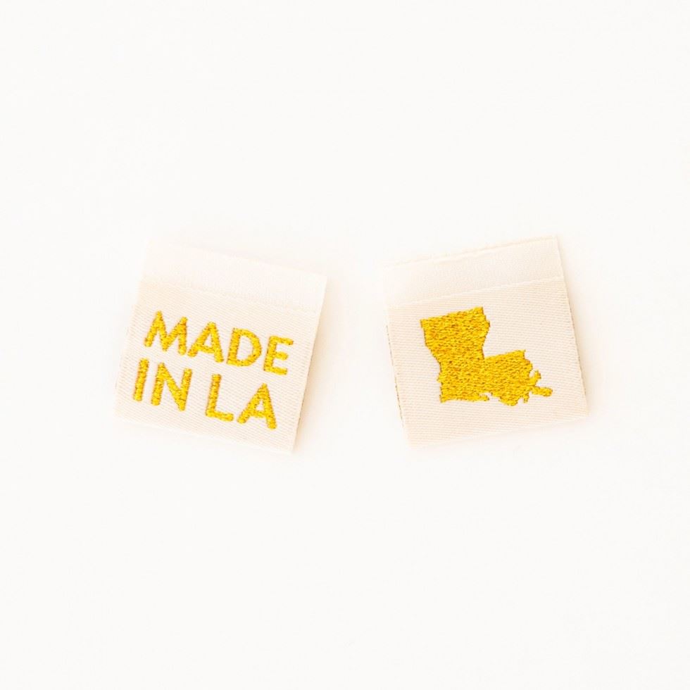 Sarah Hearts Made In My State Gold Woven Labels Louisiana
 