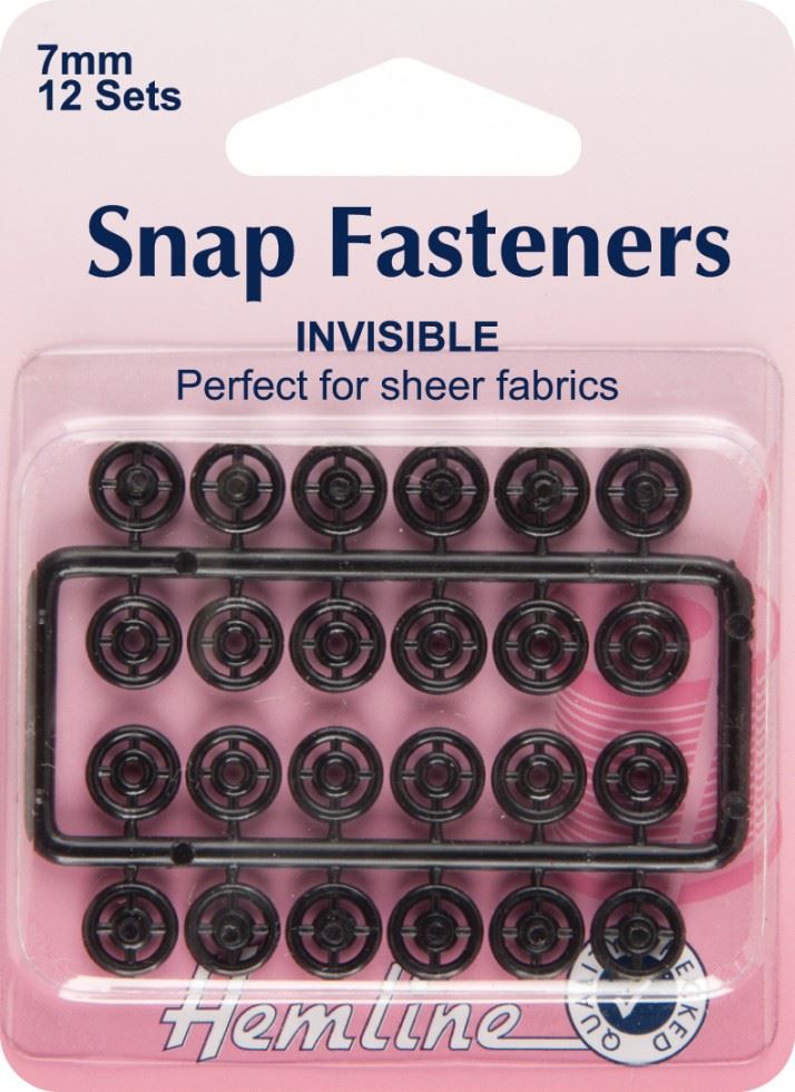 Hemline Black Sew On Plastic Press Snap Fasteners