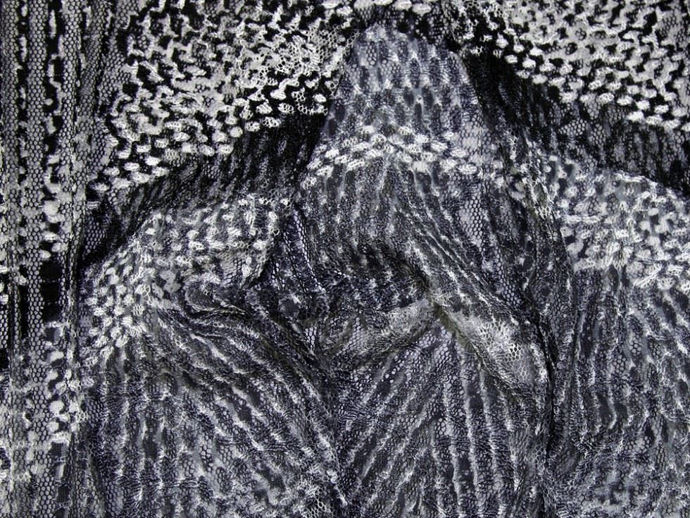 Deadstock Stretch Lace Fabric Black & Grey
 