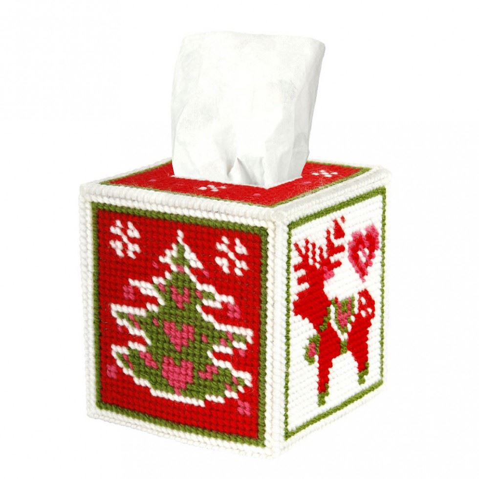 Orchidea Needlepoint Kit Tissue Box Cover Christmas Motifs
 
