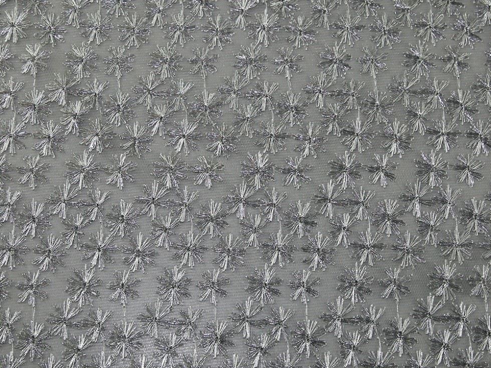 Yonkers Embroidered Lace Fabric Silver