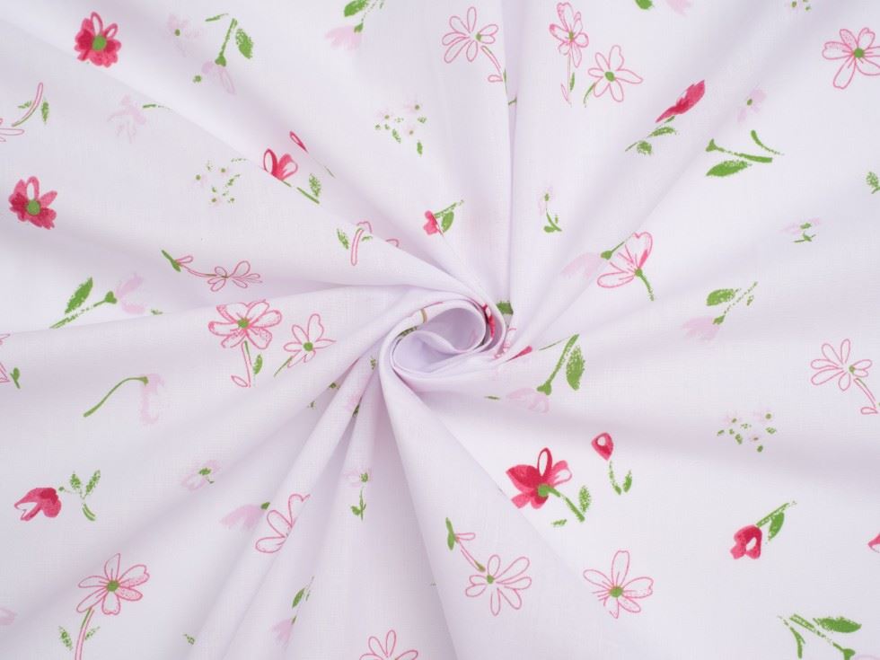 Pink Printed Polycotton Fabric