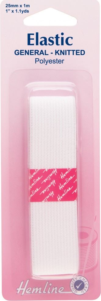 Hemline White General Purpose Elastic