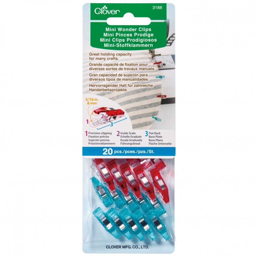 Clover Mini Wonder Clips Assorted Colours
 