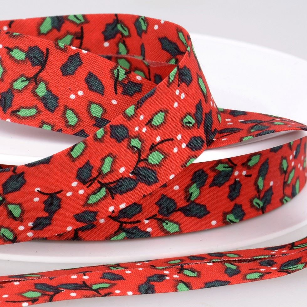 Stephanoise Holly Bias Binding Tape Red