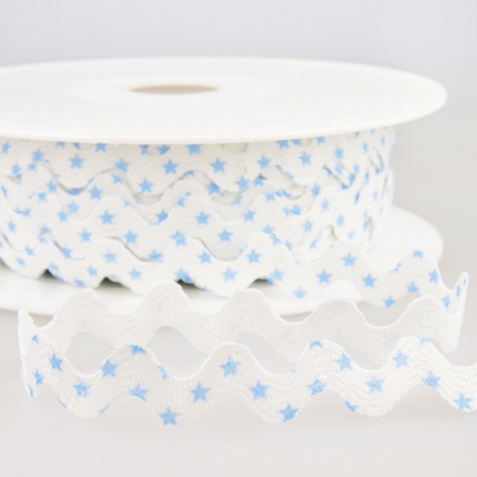 Stephanoise Spotty Ric Rac Trim White Blue