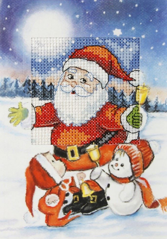 Orchidea Counted Cross Stitch Kit Greetings Card Santa Claus