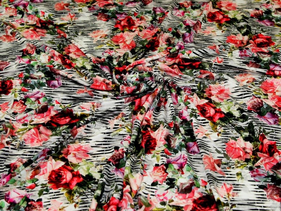 Multicoloured Deadstock Viscose Jersey Stretch Knit Fabric