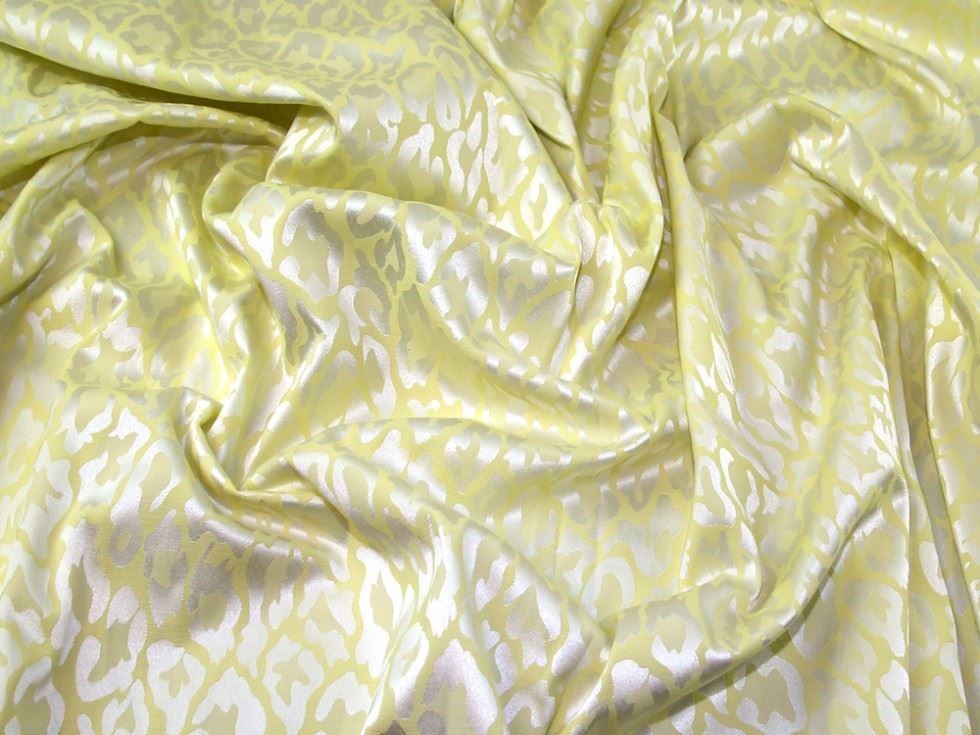 Yellow Deadstock Stretch Woven Brocade Fabric